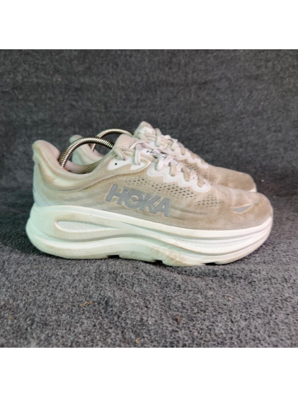 Hoka One One Bondi 8 Wide Shoes Womens Size 8.5 Beige Mesh Running Sneakers - Picture 2 of 9